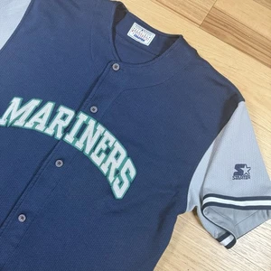 VINTAGE Starter Seatttle Mariners Baseball Jersey Mens XL Button Distressed - Picture 1 of 12