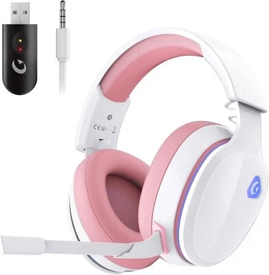 Gaming Headset Wireless, Pink Gaming Kopfhörer Kabellos Abnehmbares PINK ROSA - Bild 1 von 4