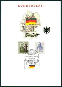 BRD FOGLIO COMMEMORATIVO 1990 GIORNO DELL'UNITÀ TEDESCA PORTA DI BRANDEBURGO z4358 - Foto 1 di 2