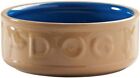 Stoneware Dog Bowl - Blue. Embossed "DOG" & Head Silhouette, Dishwasher. 2 Sizes