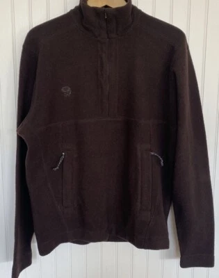 Mountain Hardwear 羊毛毛衣羊毛男式棕色 1/4 拉链套衫标志 M — 第 1/4 张图片