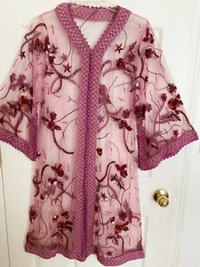 Moroccan Caftan See through Kaftan Moroccan Embroidery Tunic Size S - Picture 1 of 2