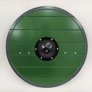 Antique Green Colored Round Shaped Pattern Wooden Round Shield LARP Handmade - Picture 1 of 5