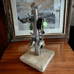 Edelstahl-Naturstein Schlüsselhalter, Schlüssel- bzw. Schmuck-Baum, Aufbewahrung - Bild 1 von 2