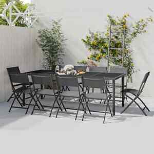 Outdoor Dining Set Steel Garden Table and Chair Furniture 9/11 Piece vidaXL