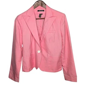 Lauren Ralph Lauren Pink Blazer Cotton Silk Blend Button Front Womens 6 Flaw - Picture 1 of 12