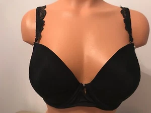 NWT Candies Black Lacy Detail Push Up Bra Under Wire Plus Bonus Strap Size 34D - Picture 1 of 9