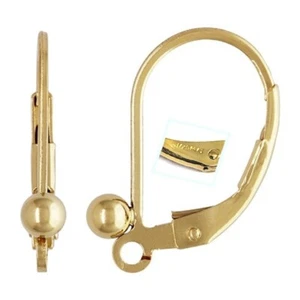 14K Gold Filled 3mm Ball Leverbacks w/ Ring 2pcs | Earring Hooks for DIY Jewelry - Picture 1 of 1