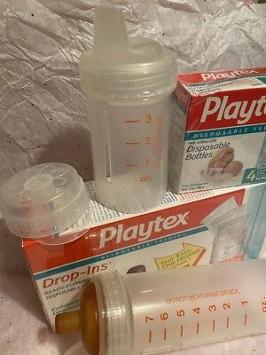 Vintage PLAYTEX Drop-In ORIGINAL NURSER BottleHolders🧸FLAT TOPNIPPLE&SippySpout - Image 1 of 4