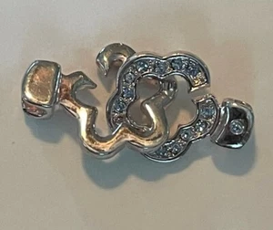 Cloveer Shaped Beading Clasp with Light Sapphire Swarovski Crystals - Picture 1 of 2