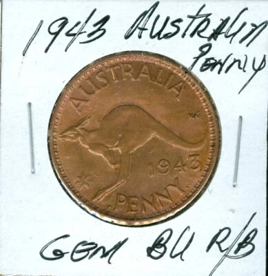 1943 KG  AUSTRALIA PENNY GEM BU R/B  RARE - Image 1 of 2