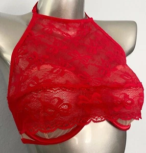 Victorias Secret Very Sexy Unlined Bow Lace High Neck Halter Balconette Bra 34DD - Picture 1 of 3