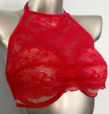 Victoria's Secret Very Sexy Unlined Lace High Neck Halter Balconette Bra 34DD - Image 1 of 3