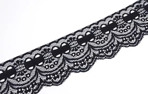 2 Zoll/5 cm Breite 5-20 Meter schwarz überbackene Netz Polyester Spitze kein Stretch L196 - Bild 1 von 9