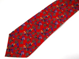 Fumagallis Mens Necktie Tie Red Blue Green Floral 55" Short - Picture 1 of 4