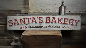 Santa's Bakery, Custom Kitchen Location - Rustic Distressed Wood Sign - Picture 1 of 1