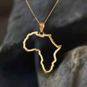 Yellow Gold Africa Open Design Pendant Necklace - Picture 1 of 9