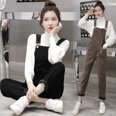 Damen Cordhose Overall Hose Mit Fleece Gefüttert Dick Warm Lässig - Bild 1 von 4