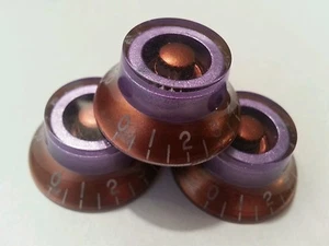 3 manopole volume/tono cappello superiore chitarra. Met Viola/Rame. RICAMBI CHITARRA JAT CUSTOM - Foto 1 di 4