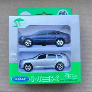 WELLY NEX scale model 1:60 2 PCS AUDI A4 BLUE , AUDI Q7 SILVER GRAY - Picture 1 of 1