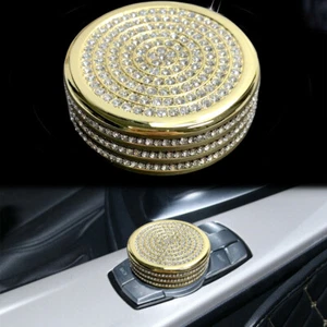 Gold Alloy Diamond Crystal I-Drive Multimedia Knob Trim Fits E90 E92 E93 F30 F31 - Picture 1 of 3