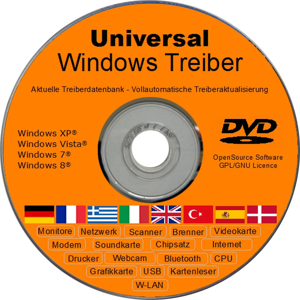 NEU: Universal Treiber CD DVD für Windows 8 XP Vista 7 PC Laptop NOTEBOOK Büro - Bild 1 von 1