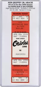 Ken Griffey Jr HR #20 1st in BALTIMORE Orioles Mariners 4/28/1990 FULL Ticket - Picture 1 of 3