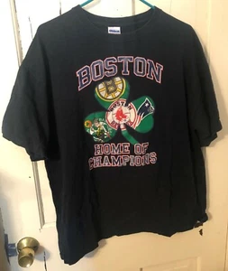 Gildan Boston Home of Champions T-Shirt XL schwarz 100% schwere Baumwolle vorgeschrumpft - Bild 1 von 3
