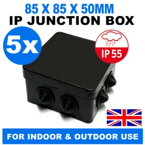 5X CCTV JUNCTION IP BLACK BOX WATERPROOF CABLE CONNECTIONS IP55 TERMINAL SQUARE - Picture 1 of 1
