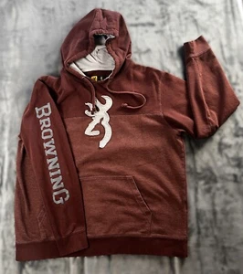 Men's Preowned Browning Hooded Sweatshirt/Hoodie Rust Colored w/Spellout SIZE XL - Picture 1 of 10