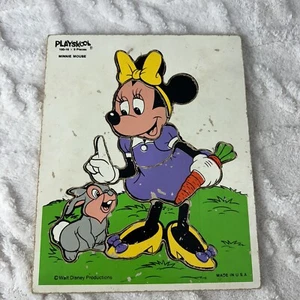 Vintage Playskool Wooden Puzzle Minnie Mouse & Thumper 8 Pieces 190-16 - Picture 1 of 11