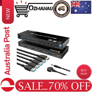 Switch HDMI 4 Port, USB 3.0 KVM Switches 4K 60HZ HDMI and USB Switcher with EDID - Picture 1 of 9
