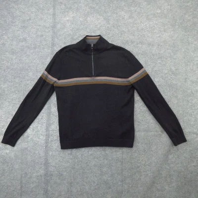 Ted Baker Sweater Mens Large Half Zip Pullover Striped Knit Wool Blend - Image 1 of 4