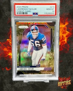 2024 Panini Prizm Lawrence Taylor #219 SSP Giants HOF Forest Camo PSA 10 Low Pop - Foto 1 di 3