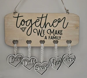 Personalisierter Familien Wandbehang, bis zu 6 Namen, Wohndeko, rustikal, Boho, Geschenk - Bild 1 von 4