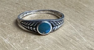 Vintage Southwest Türkis Feder/Seil 925 Sterling Silber Ring Größe 6,5 - Bild 1 von 5