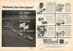 Service Station Magazine Print Ad WILLARD 1963 Indy 500 Battery Promo 2-pgs - Picture 1 of 1