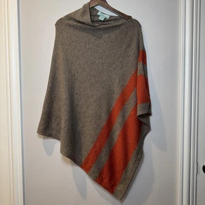 Celeste Damen Einheitsgröße hellbraun orange Streifen Boho Poncho Schal Wolle Kaschmir - Bild 1 von 13