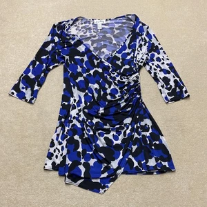 Joseph Ribkoff Wickel Tunika Top UK 18 Damen blau abstrakt Animal Print 3/4 Arm - Bild 1 von 10