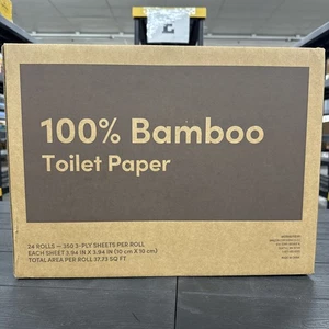 100% Bambus 3-lagiges Toilettenpapier, unparfümiert, 24 Rollen, FSC-zertifiziert, 350 Blatt... - Bild 1 von 3