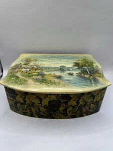 Antigua caja de tocador de celuloide con espejo de mano original cepillo tampón tarro victoriano - Imagen 1 de 24