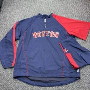 Boston Red Sox Giacca Uomo XL Majestic Cool Base Zip Off Maniche MLB Baseball - Foto 1 di 15