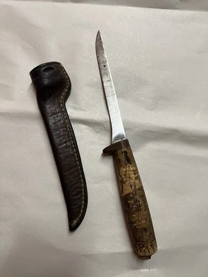 Cuchillo de hoja fija Browning 5018 Japón con funda de cuero - para reparación/piezas Foto 1 de 4