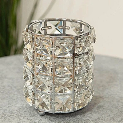 Crystal Diamante Candle Holder Silver Metal Sparkle Bling Home Decor Gift - Image 1 of 4