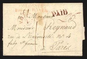United States 1828 Philadelphia to Paris France Stampless Transatlantic Letter - Bild 1 von 2