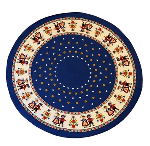 Mantel de arte popular vintage Kolf Austria niño niña diseño de arte popular 48" diámetro - Imagen 1 de 4