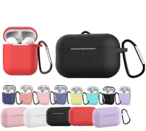 For Apple AirPods Pro 1 2 Shockproof Headphone Case Silicone Cover Gel Skin Clip - Picture 1 of 24
