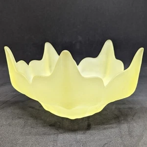 Vintage Viking Glass Frosted Satin Yellow Lotus Flower 5 Petal Bowl 6.5” Wide - Picture 1 of 6