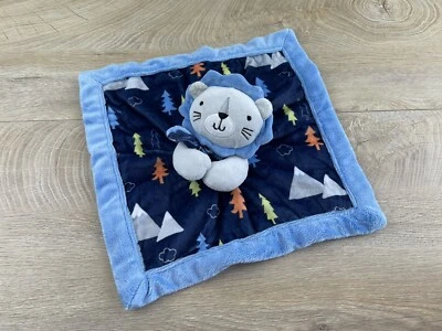 Falls Creek Baby LION Blue Security Blanket Lovey Plush Trees Clouds Mountains - Image 1 of 4