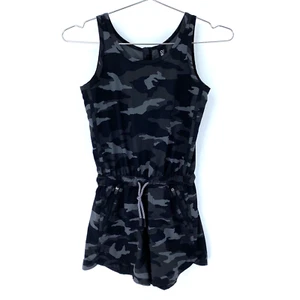 Medium 8-10 Athleta Girl Black Camo On The Go Romper One Piece Jumpsuit Shorts - Picture 1 of 6